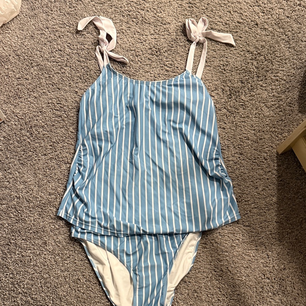 Kindred Bravely Blue and White Striped Swimwear